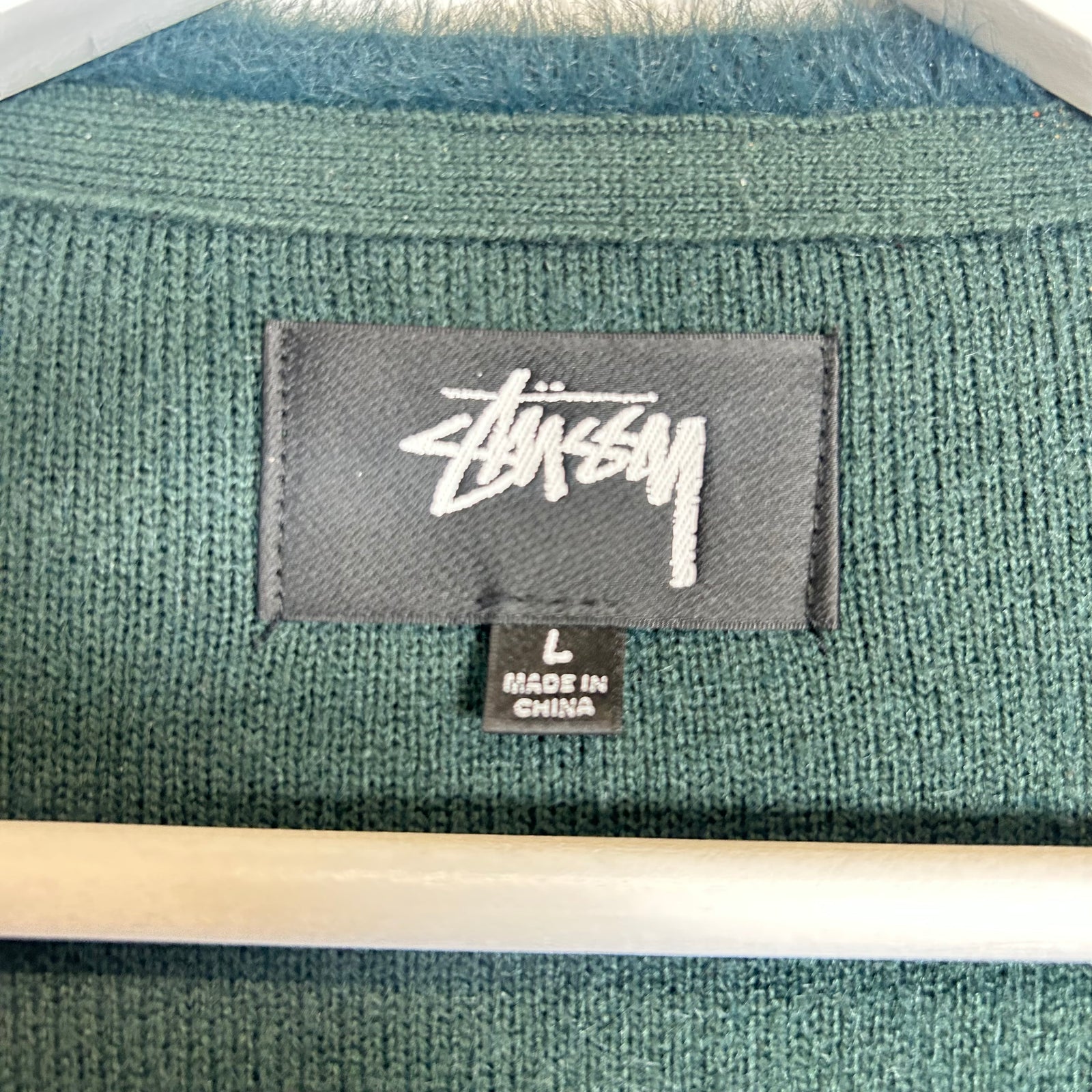 Stussy Teal Blue Fuzzy Cardigan Size L