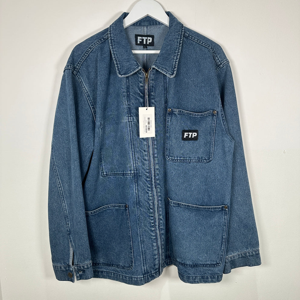 FTP Zip-Up Denim Chore Jacket Size L
