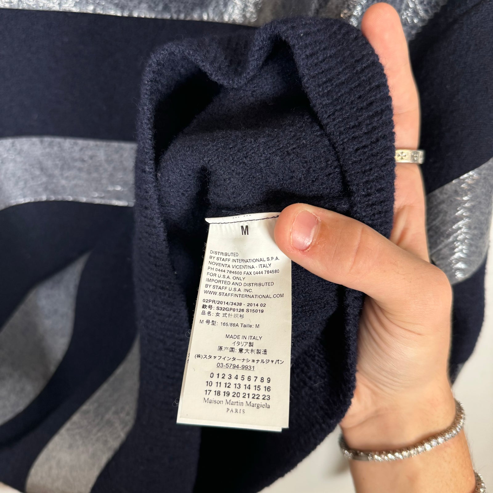 MM6 Maison Margiela Navy Striped Tape Sweater Size M