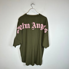 Palm Angels Olive/Pink Logo T-Shirt Size L