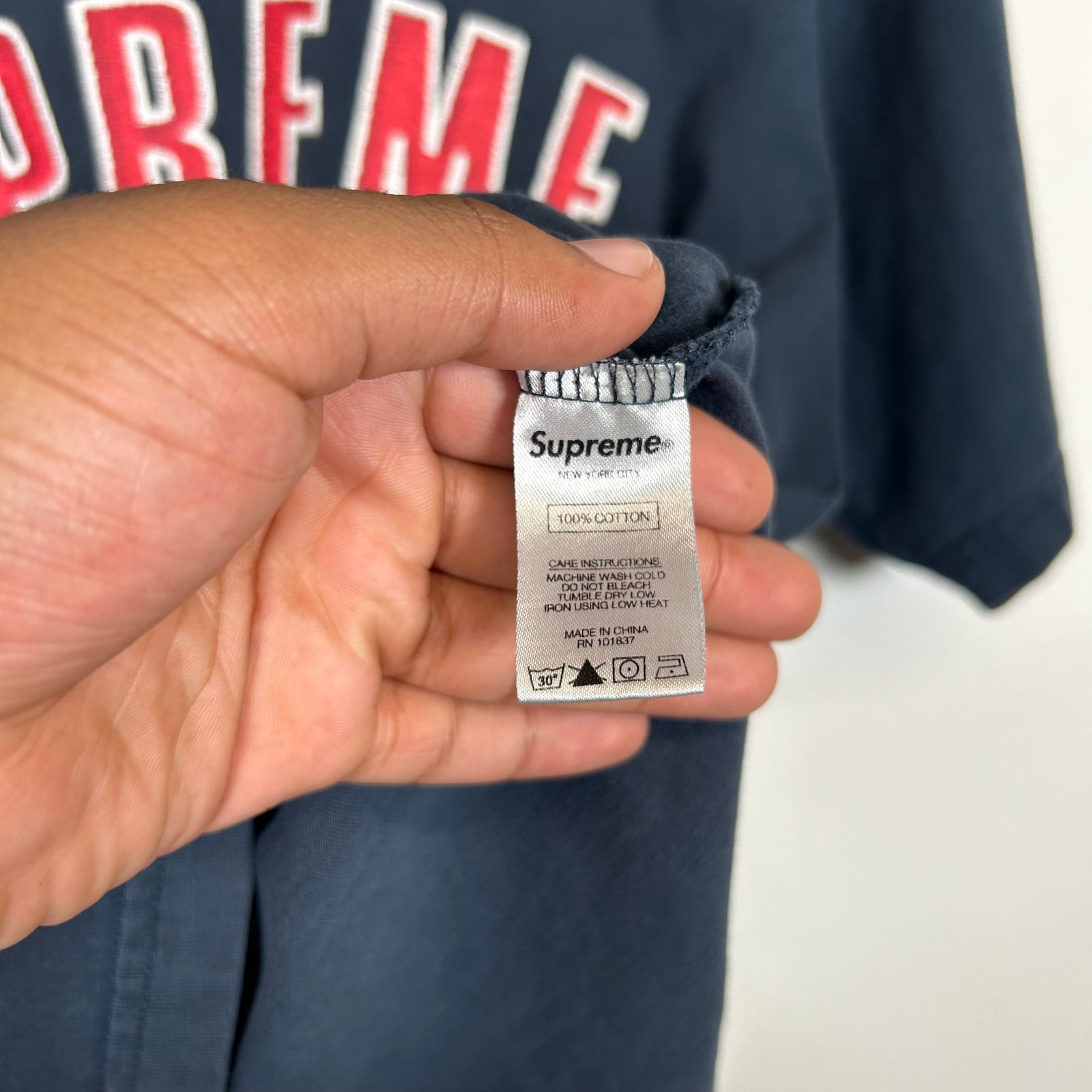 Supreme Navy Arc Logo Tee Size S