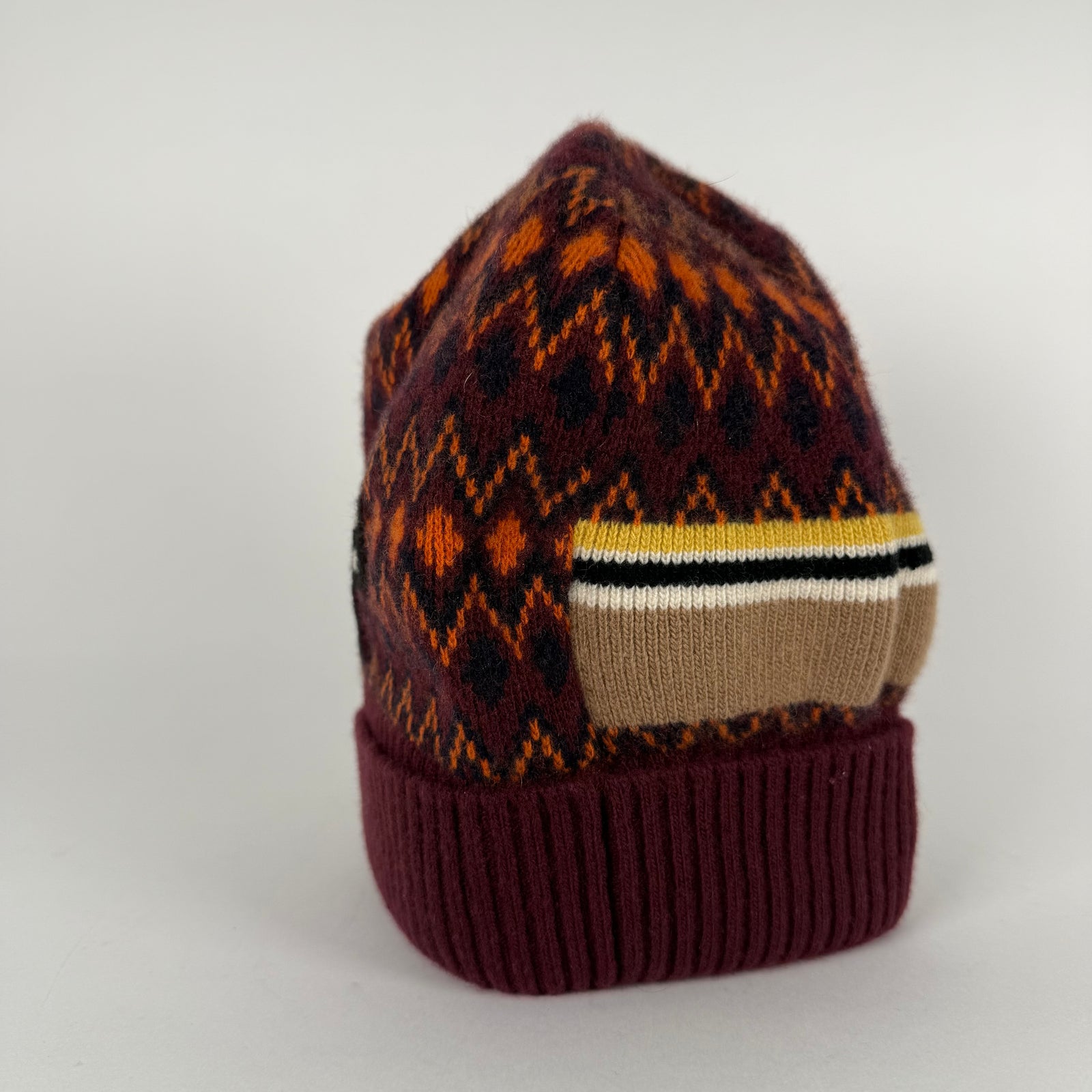 Prada Jaquard Logo Red Knit Beanie Size L