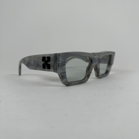 Off-White Gray Marble Arrow Square Frame Sunglasses