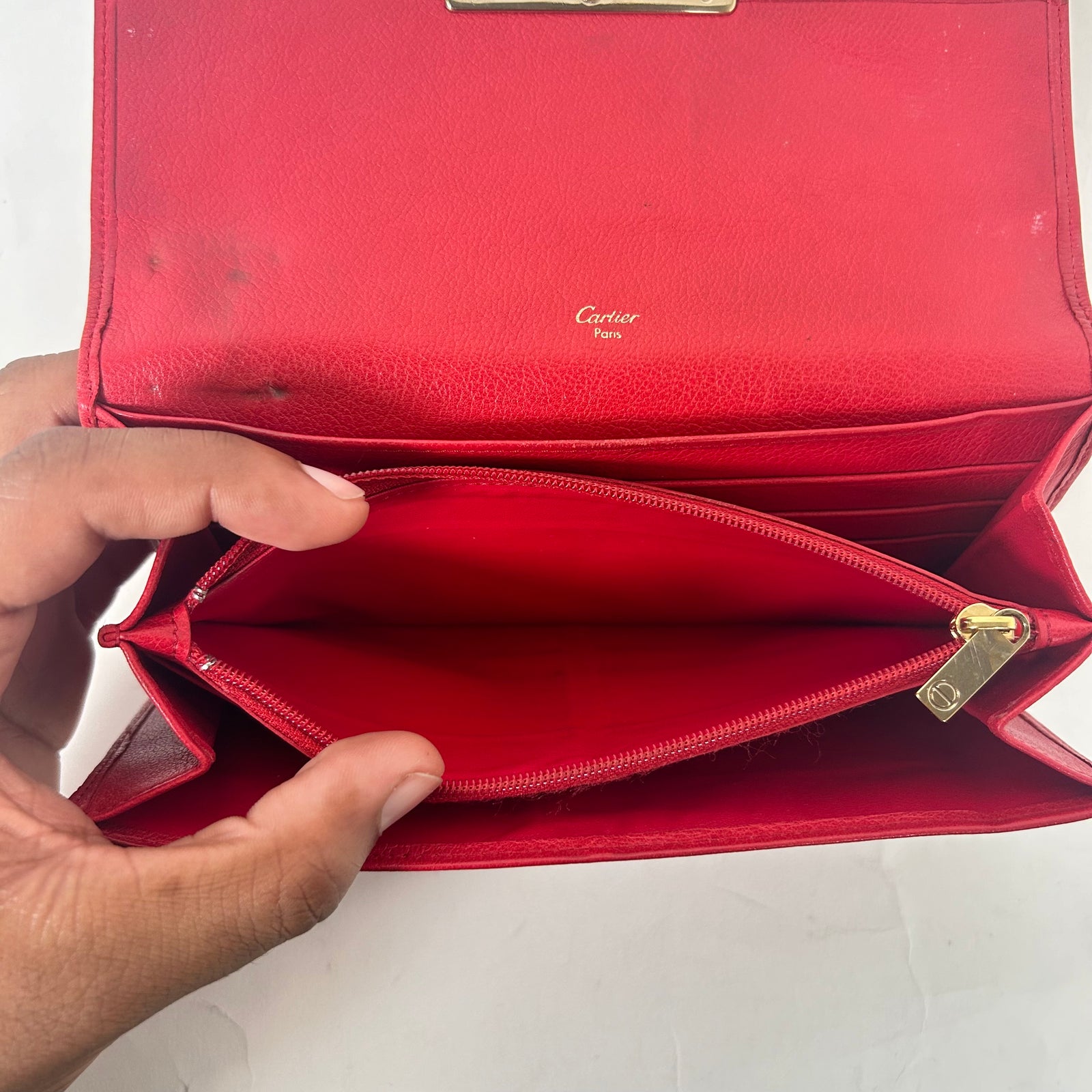 Cartier Red Leather Long Wallet