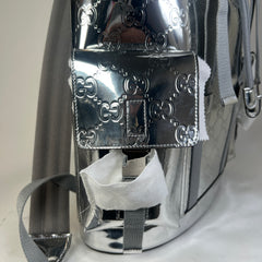 Gucci Silver Mirror Effect GG Large Backpack