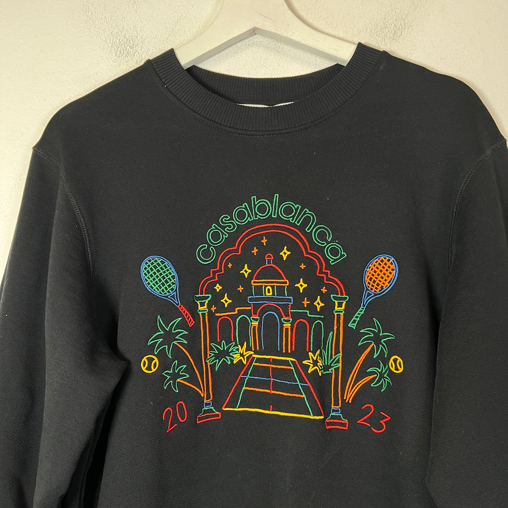 Casablanca Black Rainbow Crayon Embroidered Sweatshirt Size S