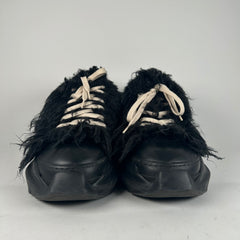 Rick Owens Drkshdw Black Fur Abstract Ramone Low-Top Size 8.5