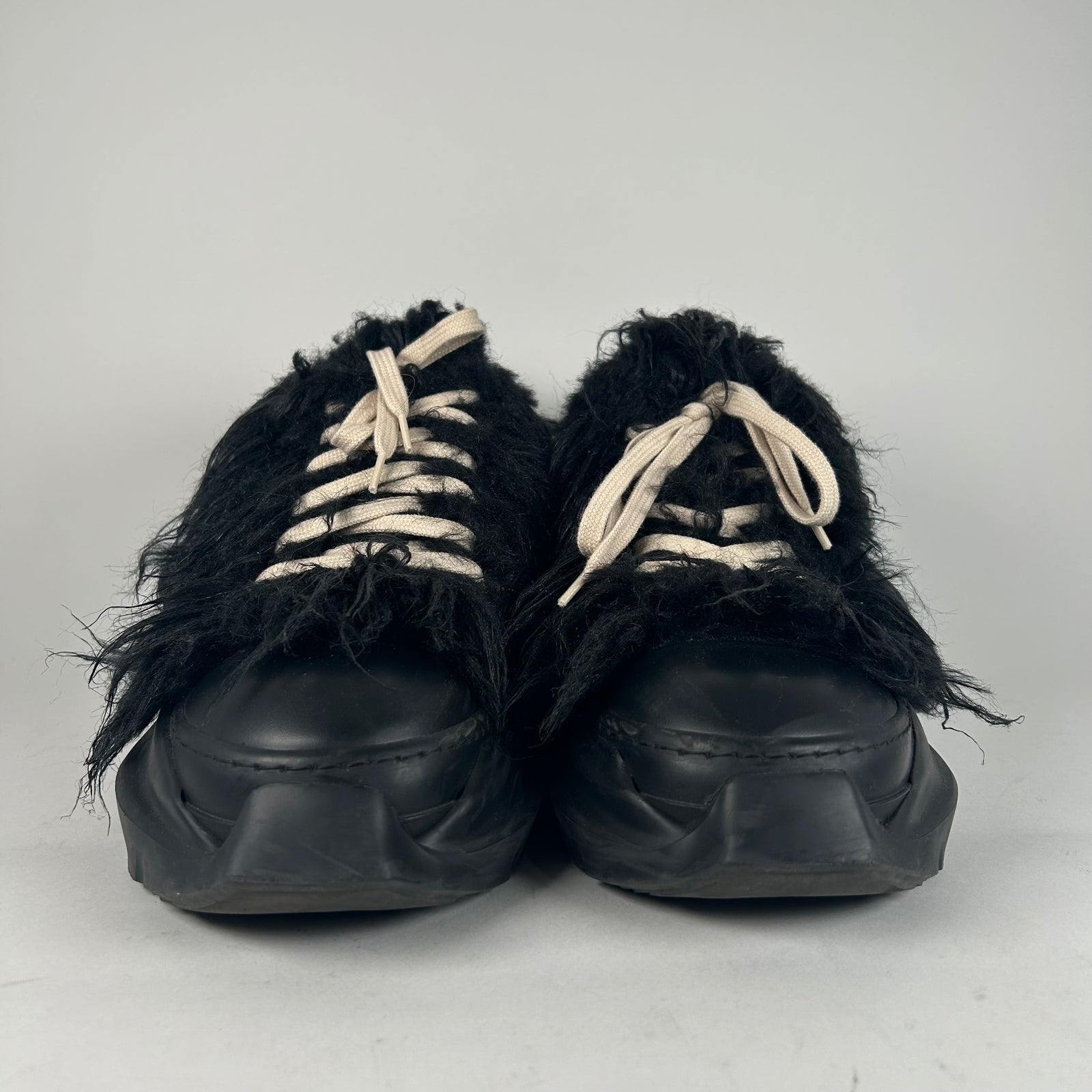 Rick Owens Drkshdw Black Fur Abstract Ramone Low-Top Size 8.5