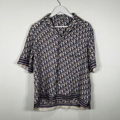 Dior Oblique Monogram Silk Button Up Shirt Size 38