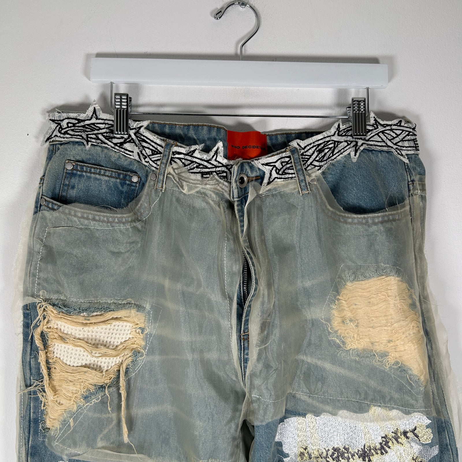 Who Decides War Eternal Heart Lace Jeans Size 36