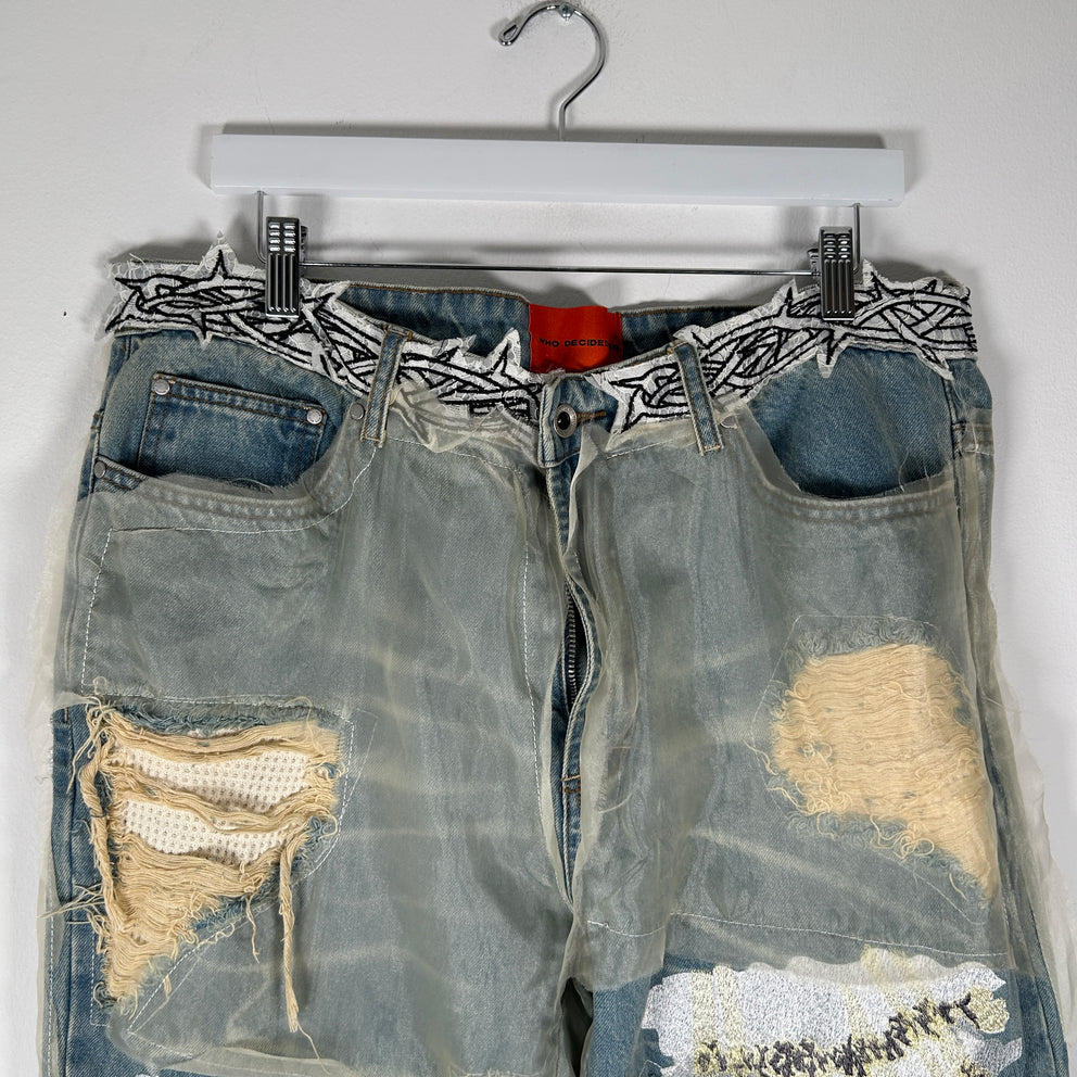 Who Decides War Eternal Heart Lace Jeans Size 36