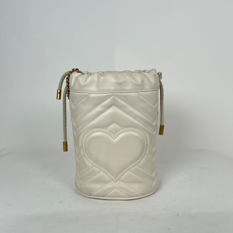 Gucci Marmont White Marmont Mini Bucket Bag