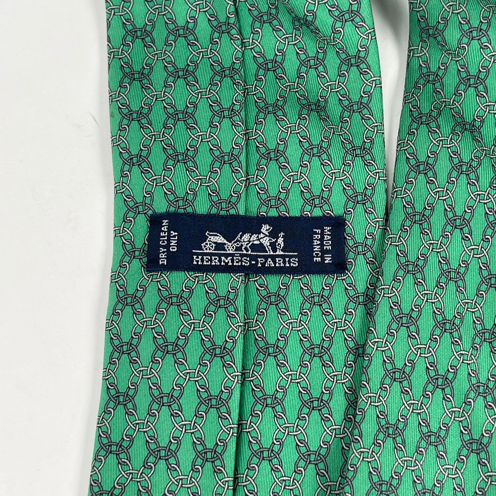 Hermes Green Chain Link Tie