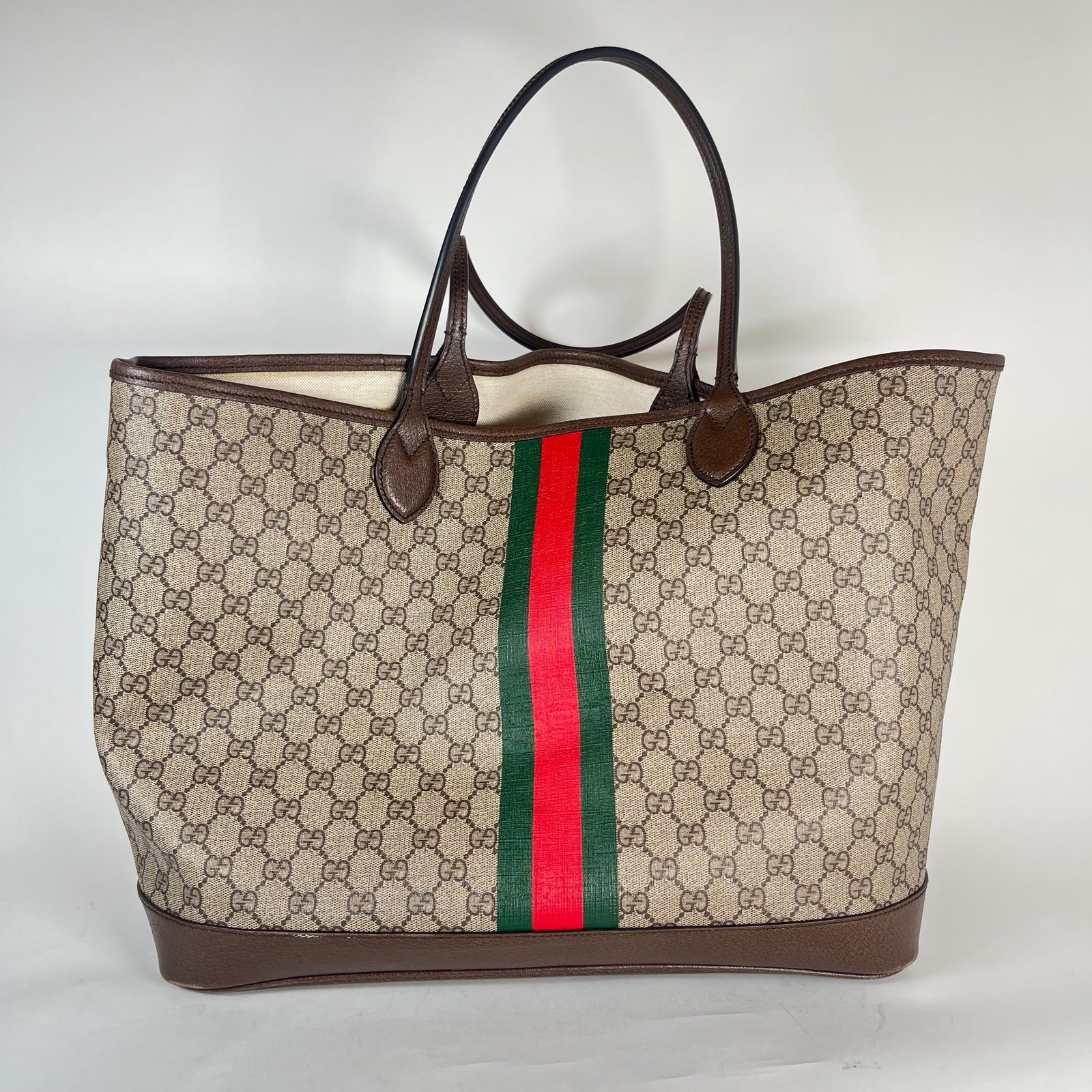 Gucci Large GG Supreme Ophidia Leather Tote W/ Wallet