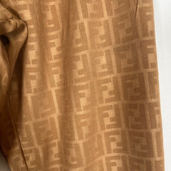 Fendi FF Monogram Tan Velour Pants Size 26