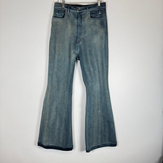 Rick Owens Drkshdw Blue Bias Bolans Bootcut Jeans Size 30