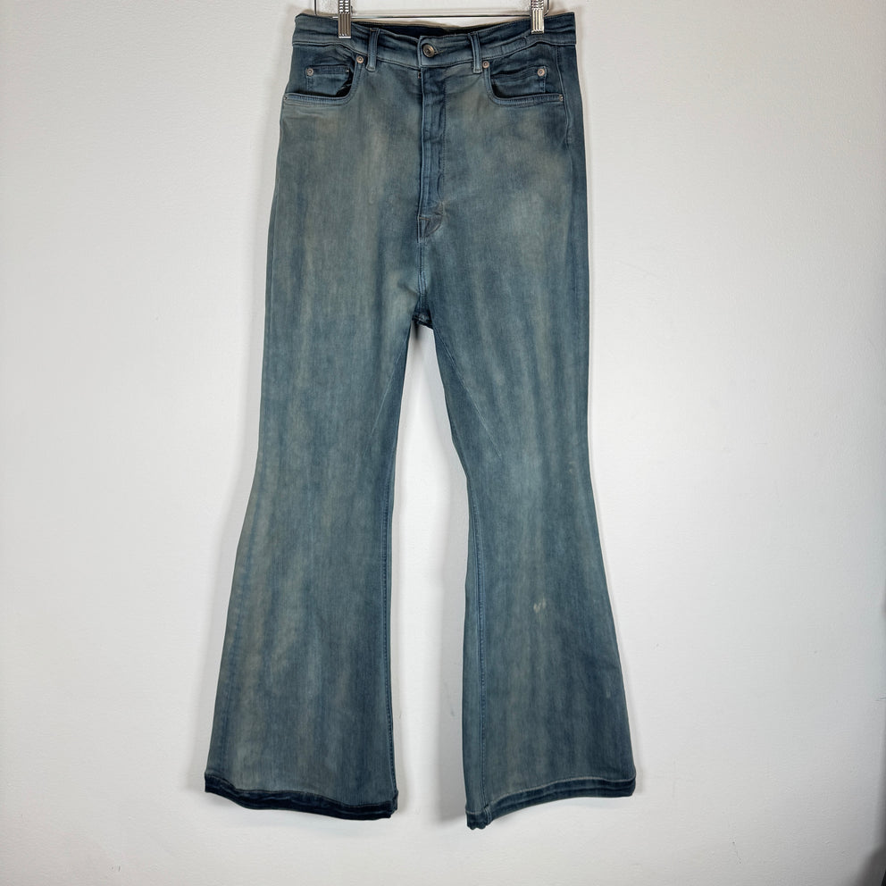 Rick Owens Drkshdw Blue Bias Bolans Bootcut Jeans Size 30