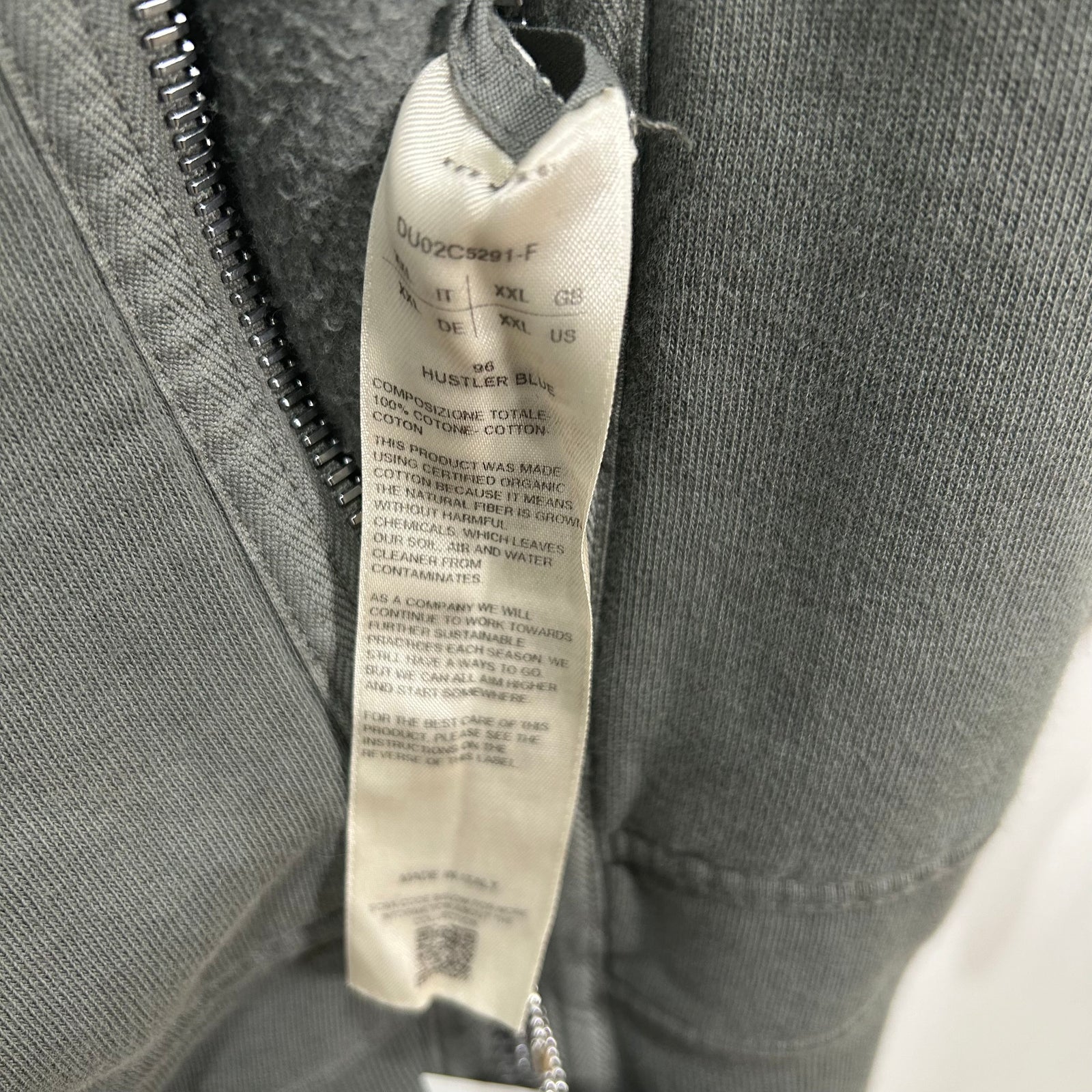 Rick Owens Full Zip Hustler Blue Hoodie Size XXL