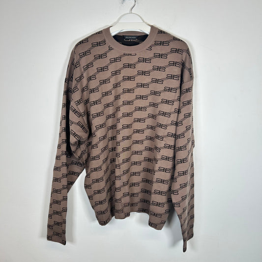 Balenciaga Brown BB Logo Sweater Size XL