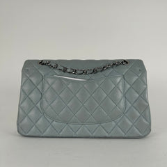 Chanel Light Baby Blue Quilted Caviar Medium Double Flap