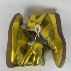 Maison Margiela Yellow Metallic Future High-Top Sneakers Size 10