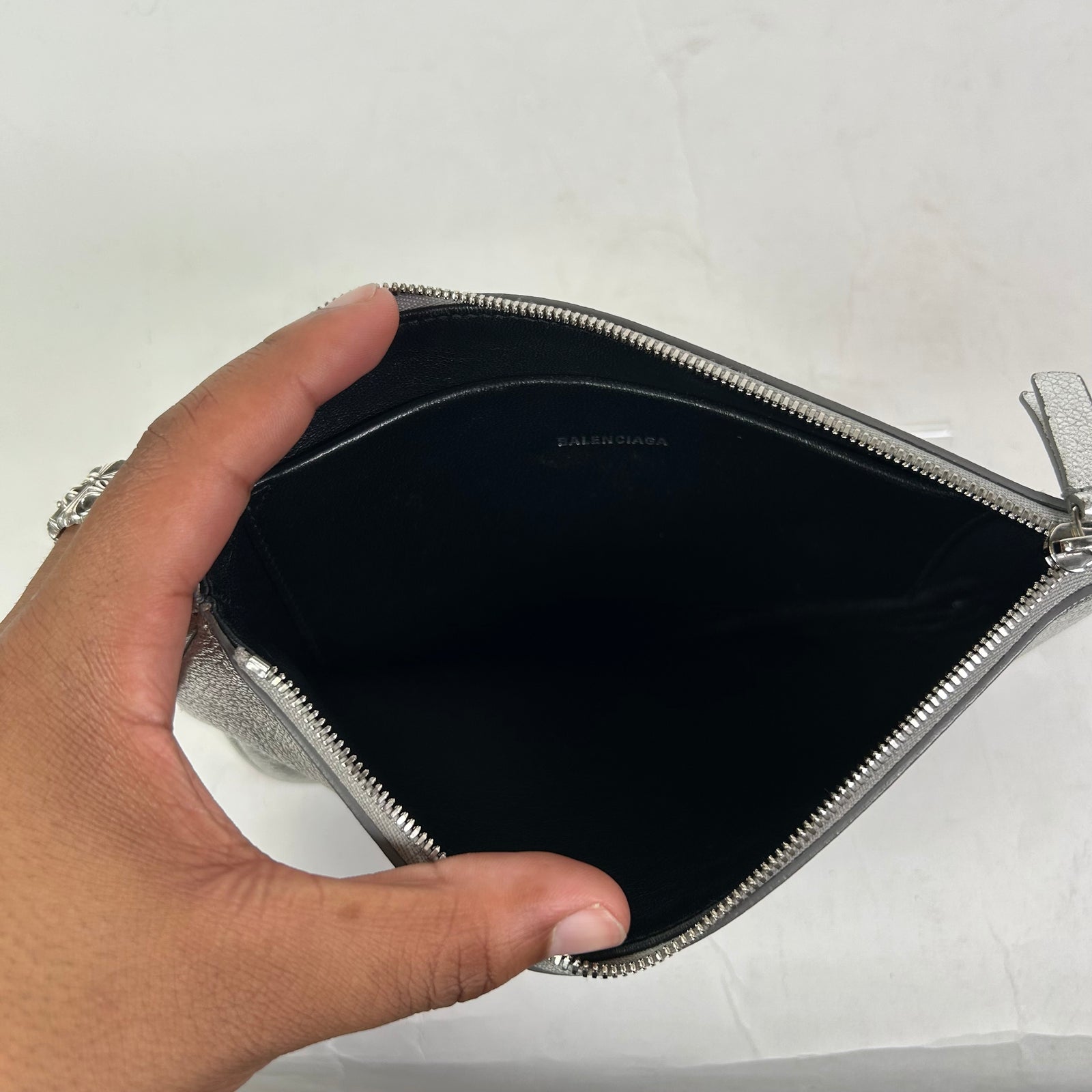 Balenciaga Silver Everyday Clutch Pouch