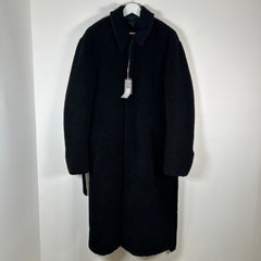 424 Black Wool Zip-Up Trech-Coat Size 48