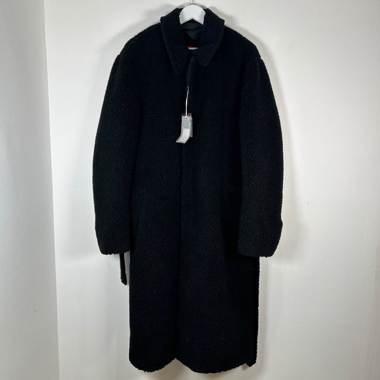 424 Black Wool Zip-Up Trech-Coat Size 48