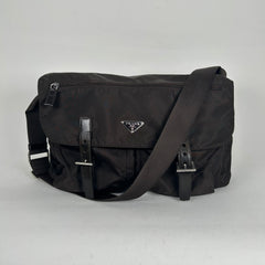 Prada Brown Messenger Buckle Bag