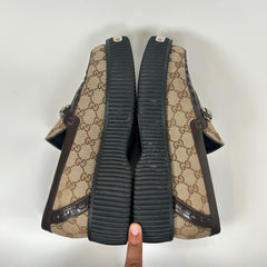Gucci Beige Horsebit GG Creeper Loafers Size GG 10.5