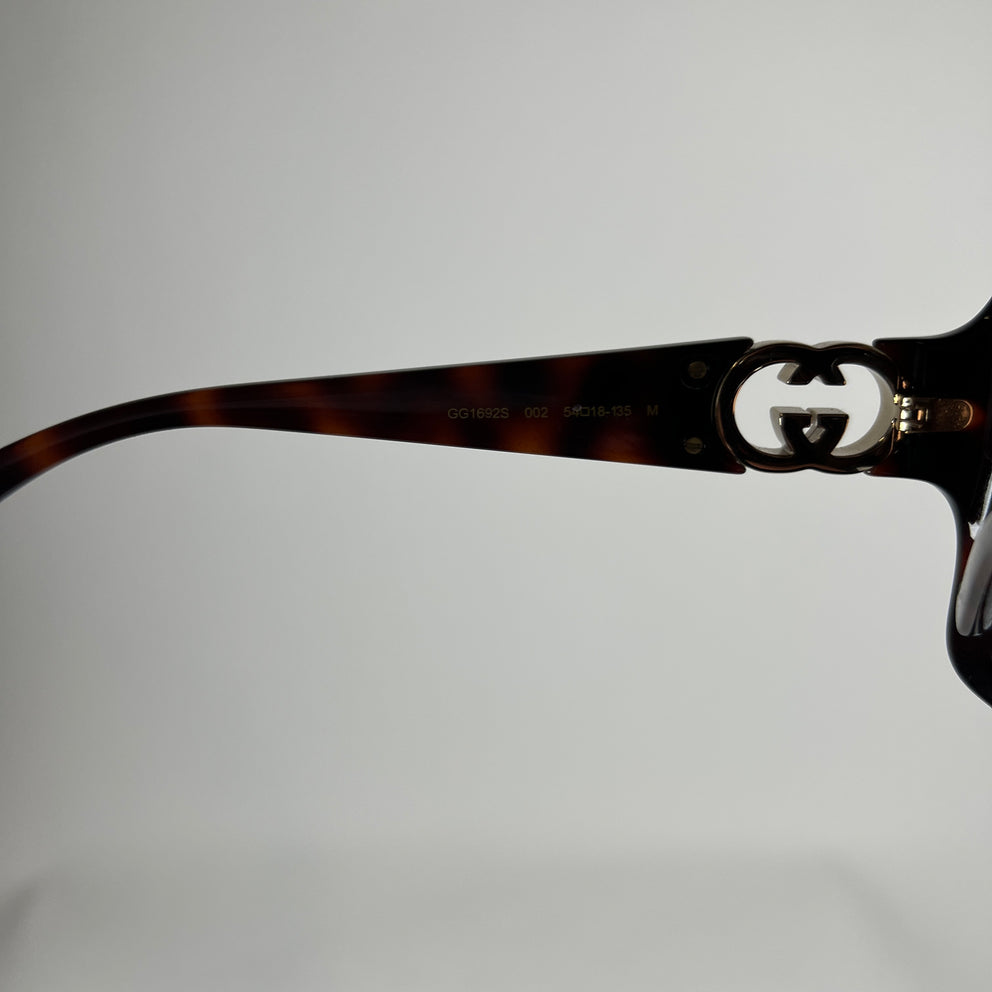 Gucci Tortoise Brown Double G Square Sunglasses
