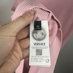 Versace Pink Logo Knit Dress Size 42