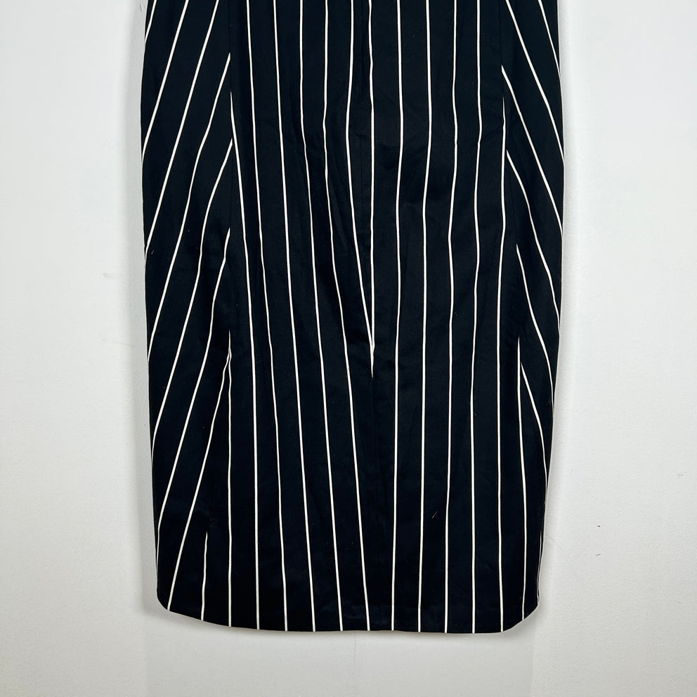 Balenciaga Paris Black Stripe Sleeveless Dress Size 38