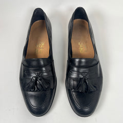 Salvatore Ferragamo Black Leather Tassel Loafers Size 8.5