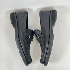 Ferragamo Black Square Toe Leather Loafers Size 10.5