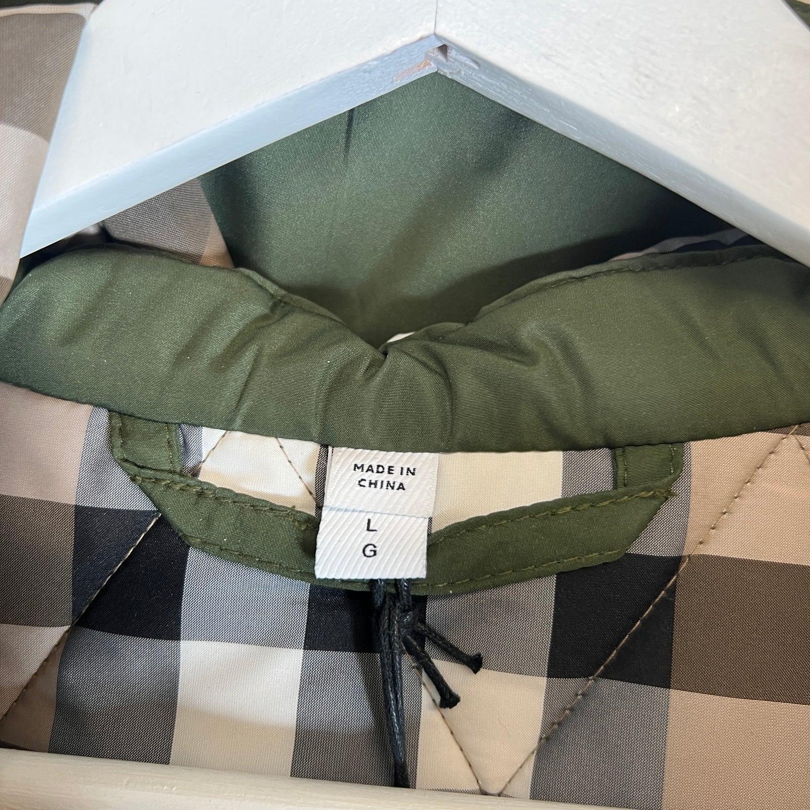 Burberry Olive Quilted Hooded Jacket Size L