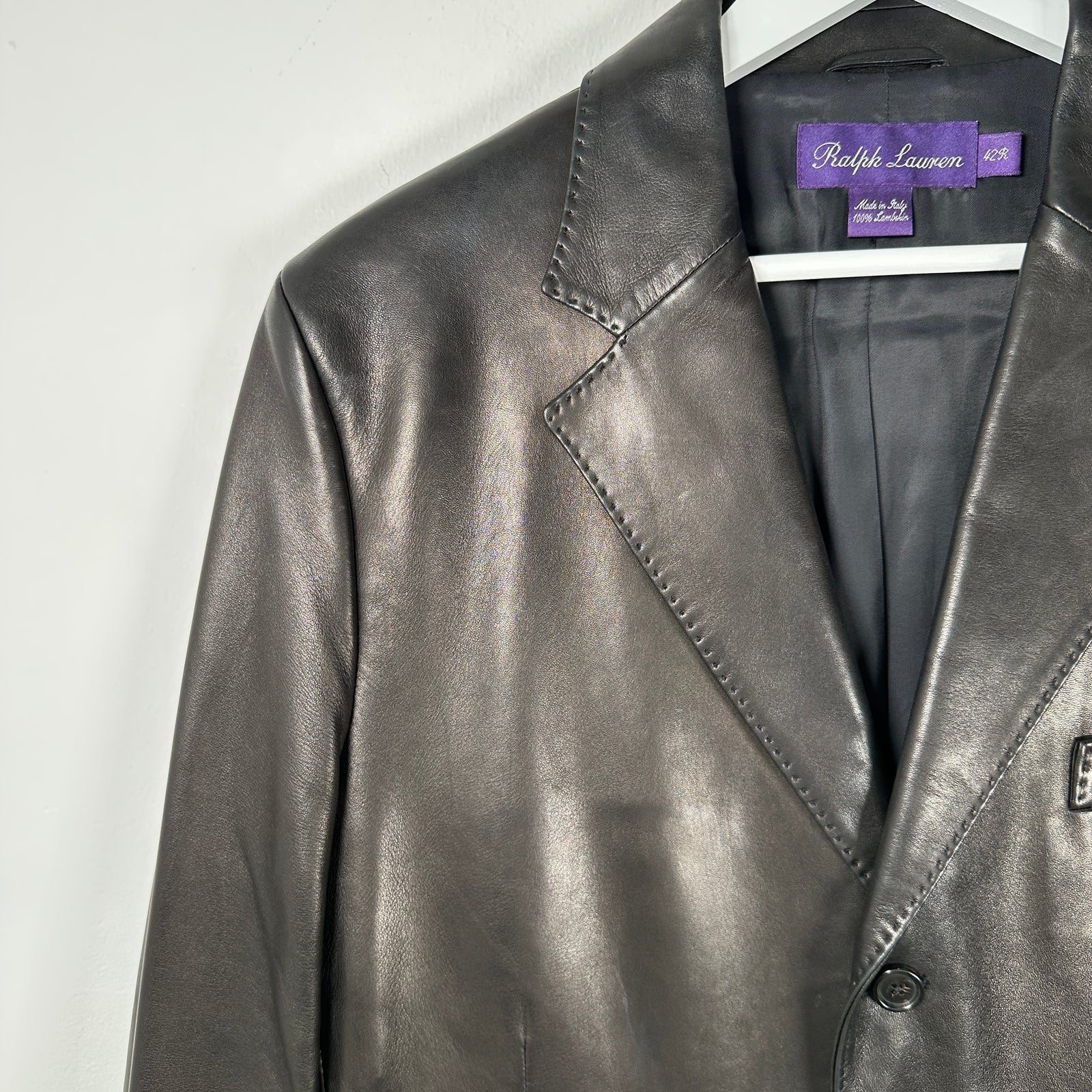 Ralph Lauren Purple Label Lambskin Leather Blazer Size 42R