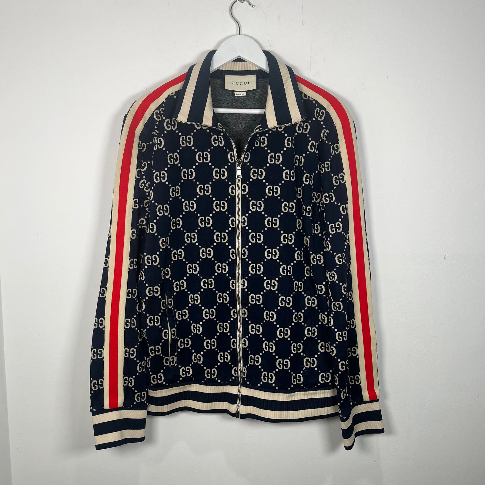 Gucci Navy GG Monogram Track Jacket Size XXL