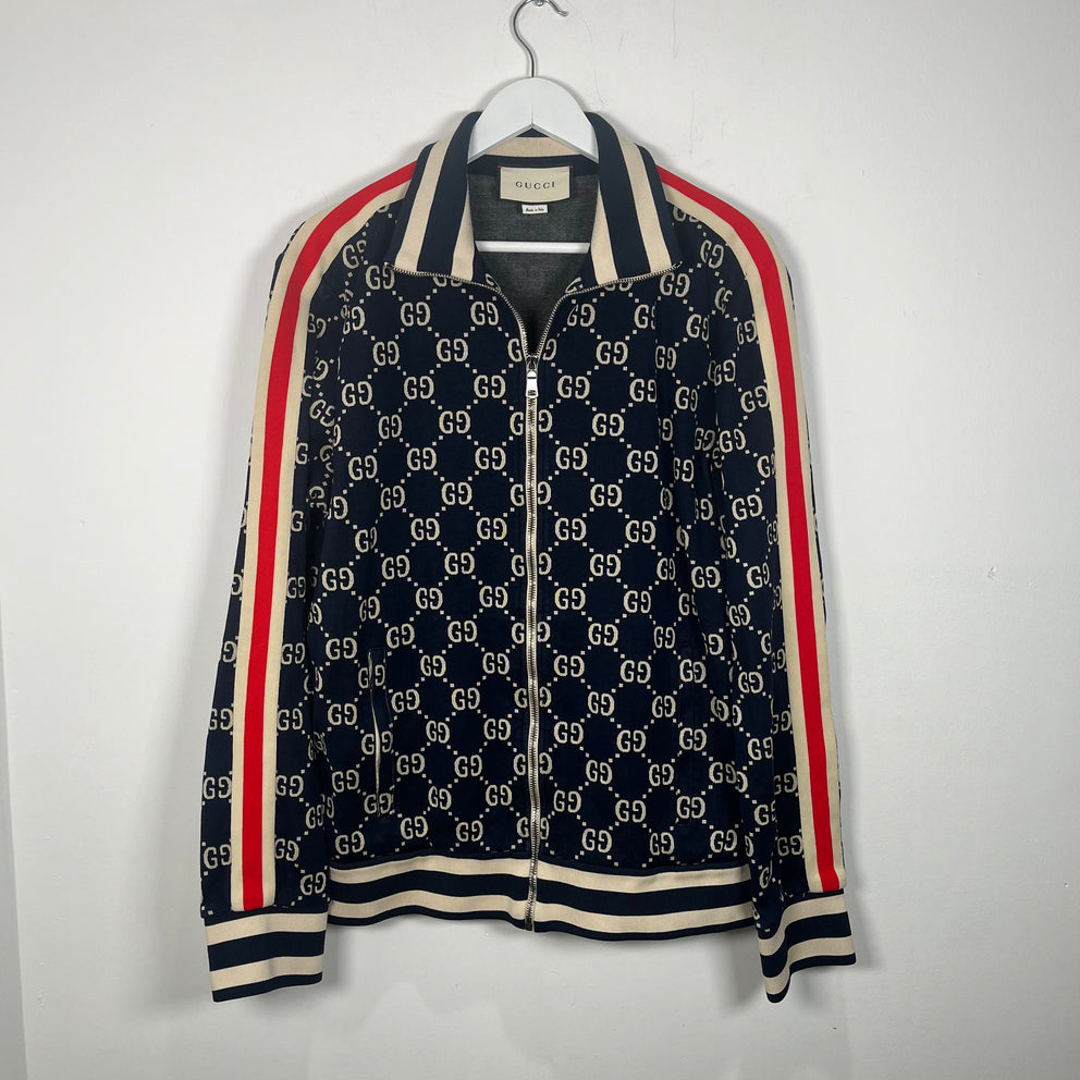 Gucci Navy GG Monogram Track Jacket Size XXL