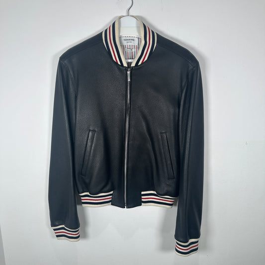 Thom Browne Deerskin Leather Varsity Jacket Size 1