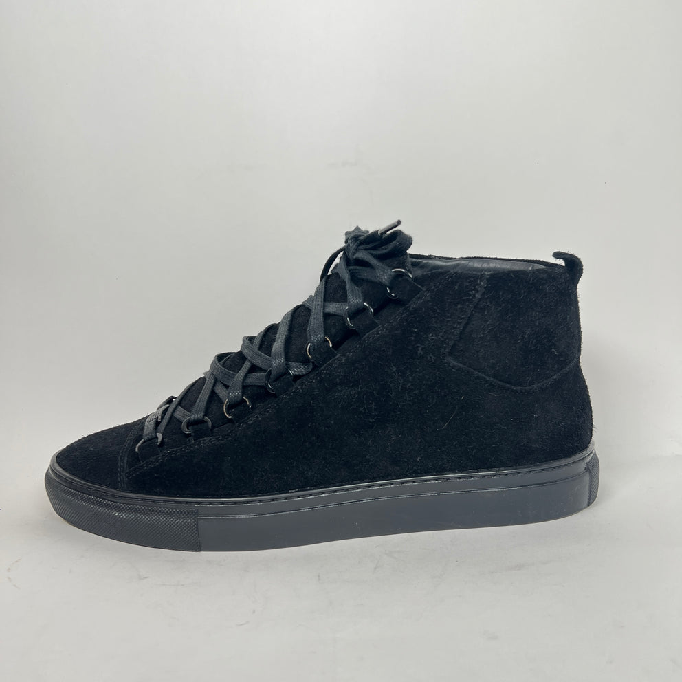 Balenciaga Black Suede Arena Sneakers Size 42