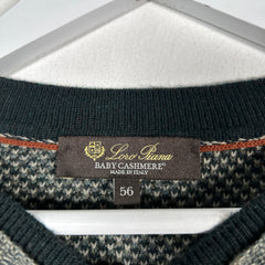 Loro Piana Gray/Green Knit Baby Cashmere Sweater Size 56