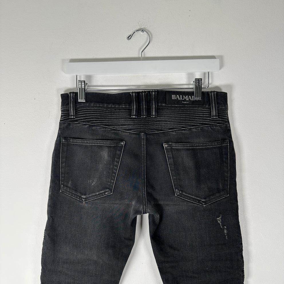 Balmain Black Biker Jeans Size 27
