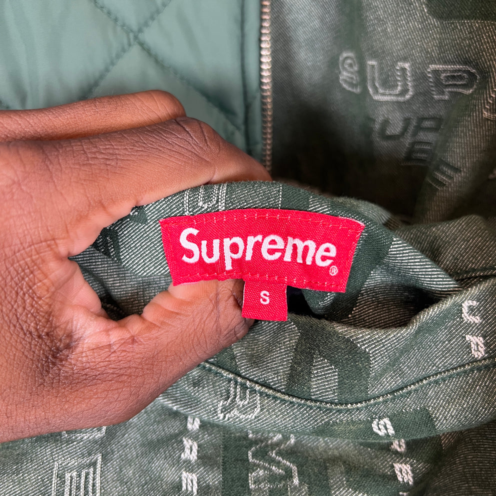 Supreme Green Reversible Dimensions Logo Denim Work Jacket Size S