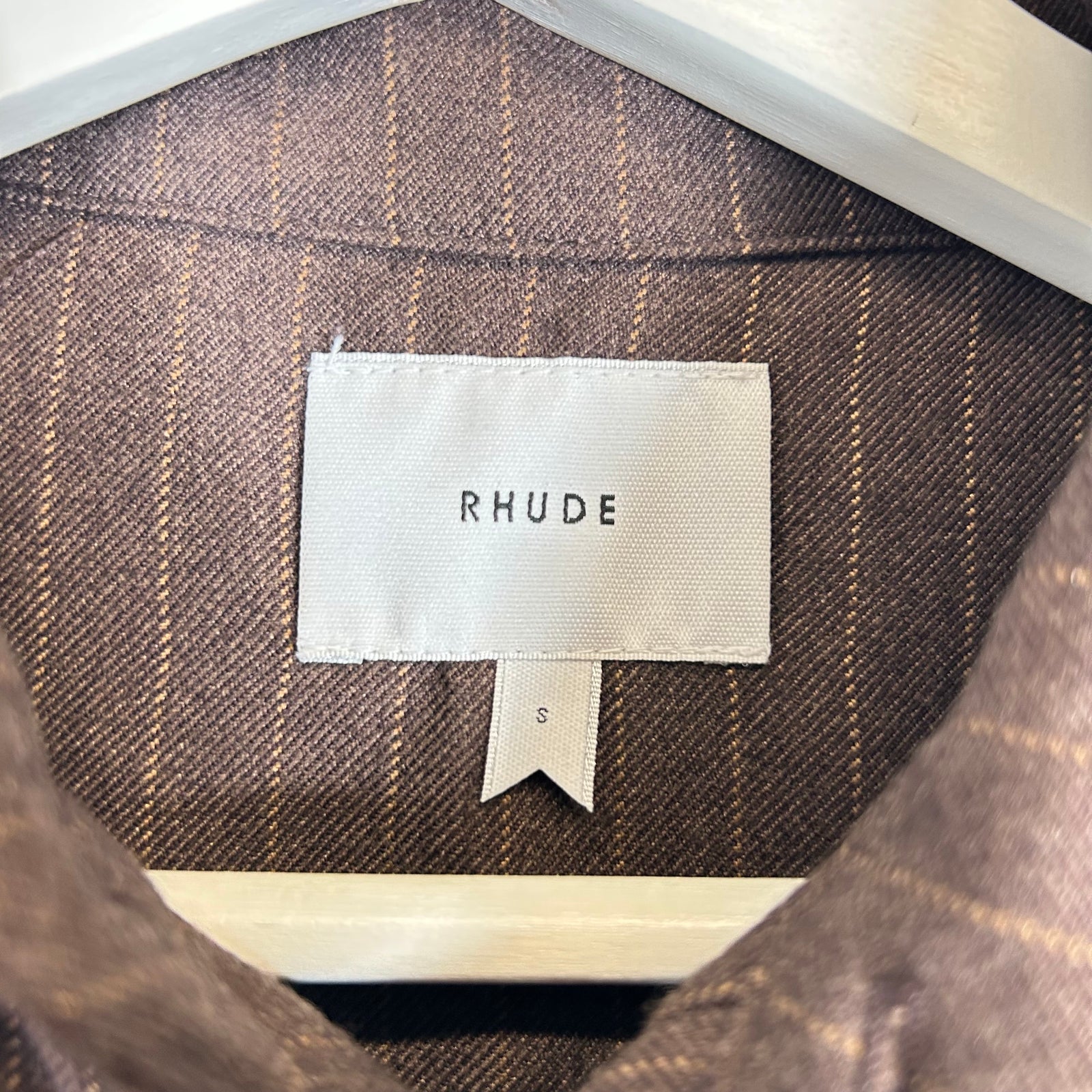 Rhude Brown Pinstripe Button-Up Shirt Size S