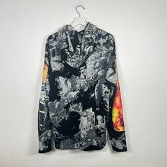 HBA Overprinted Flaming Bulldozer Hoodie Size L