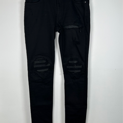 Amiri MX1 Black Leather Patch Jeans Size 34