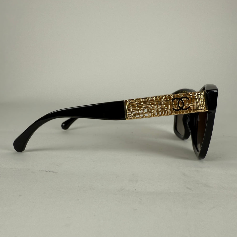 Chanel Black/Gold Tweed Polarized Sunglasses