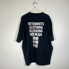 Vetements Black Translation T-Shirt Size M
