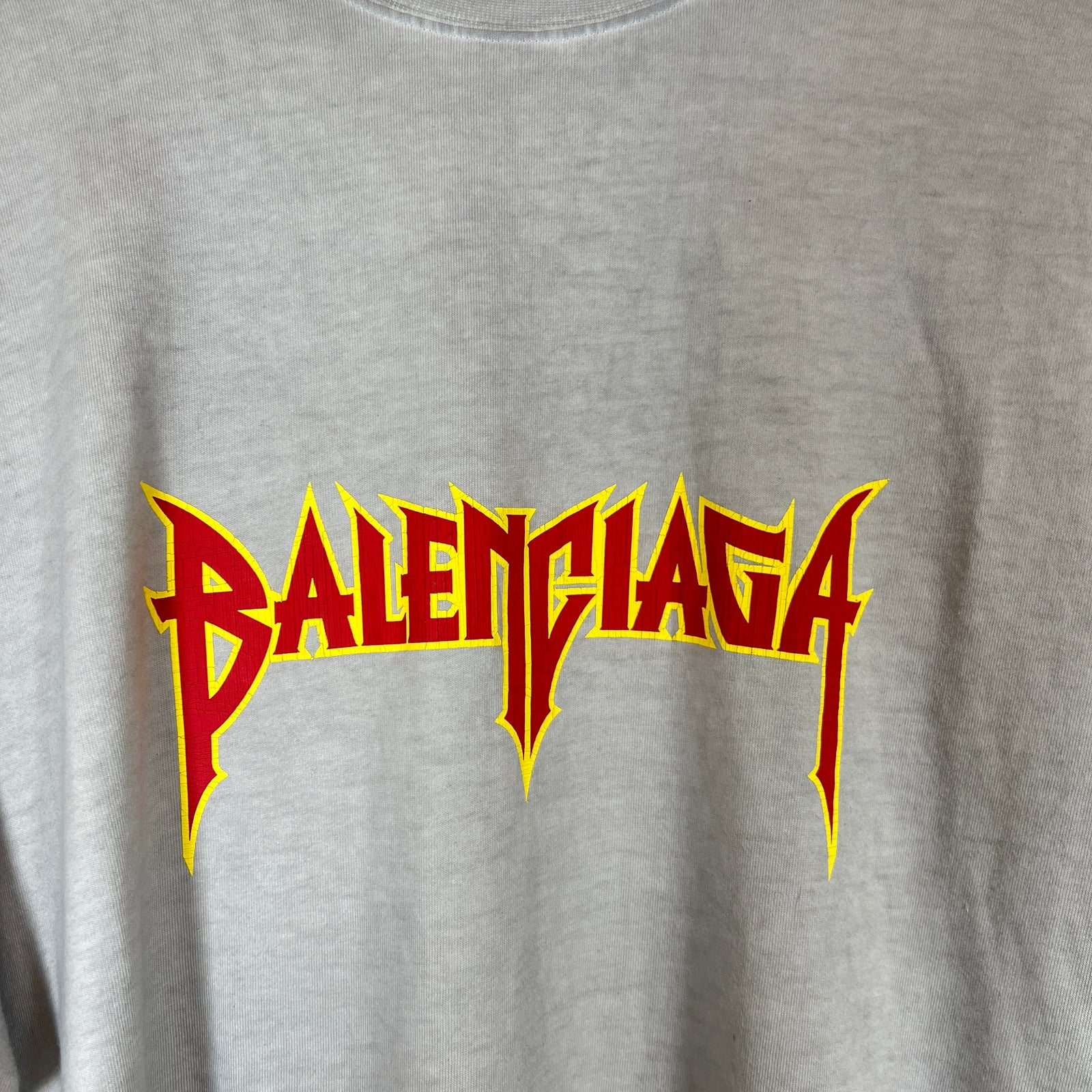 Balenciaga Grey Metal Logo T-Shirt Size 2